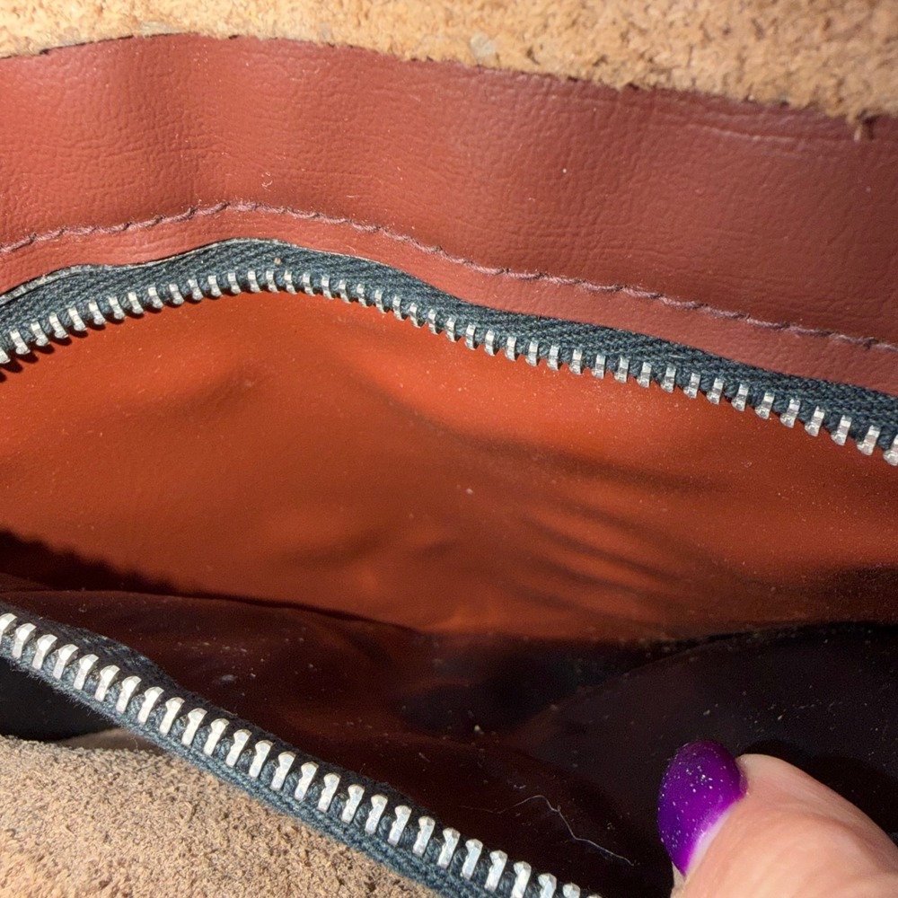 Vintage Red Leather Envelope Clutch Bag Wristlet Made in Dominican Republic - Picture 12 of 13